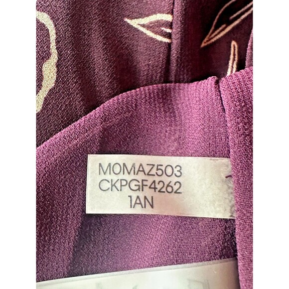 Calvin Klein Sz XL Burgundy Ruffled Floral Long Sleeve Surplice Neckline Blouse - Picture 7 of 11